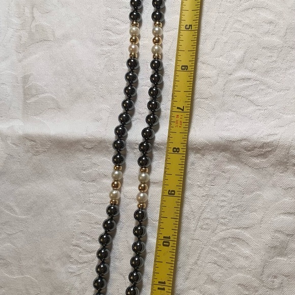 Genuine Pearl, Hematite & 14K Gold 28” Necklace. Great Mother's Day Gift! - Picture 5 of 9